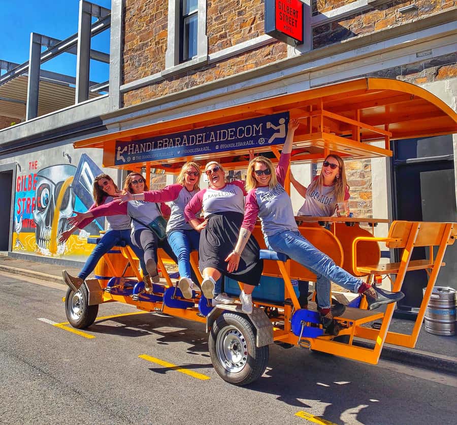 Adelaide: HandleBar Bike Tour with Pub Stops & Dinner Option - Adelaide sightseeing with a drink in your hand