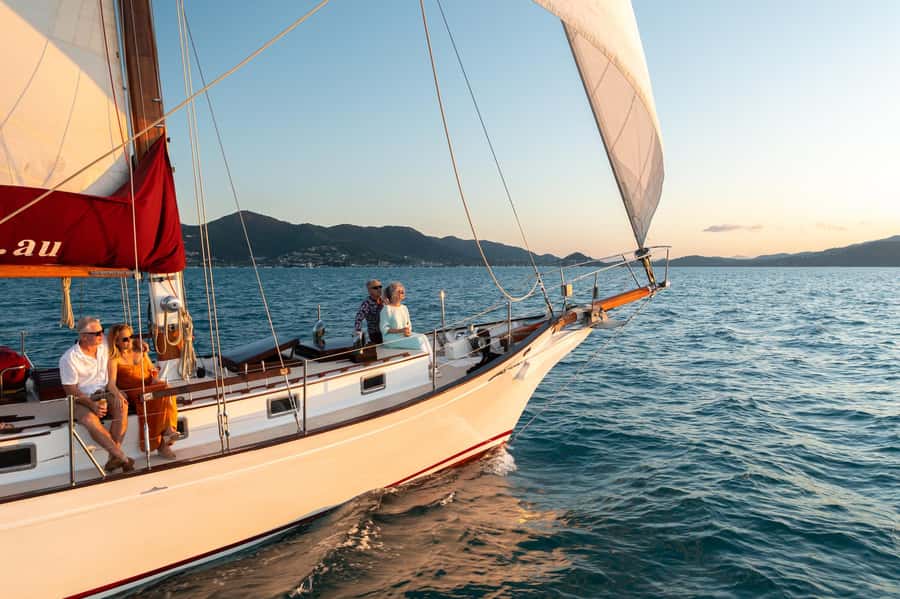 Airlie: Adults Only Sunset Sail with Aperol Spritz/Antipasto - Sailing toward the Whitsunday sunset