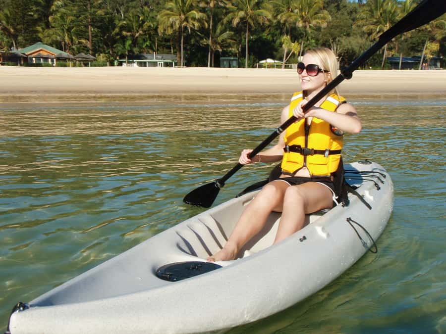 Brisbane: Moreton Island Return Ferry & Adventure Day Pass - Kayaking toward the wrecks