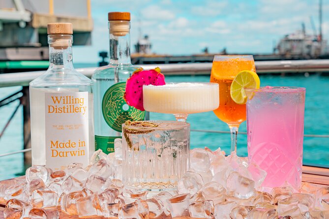 Cape Adieu Darwin Sunset Dinner Cruise - The bar, table service, and onboard mood