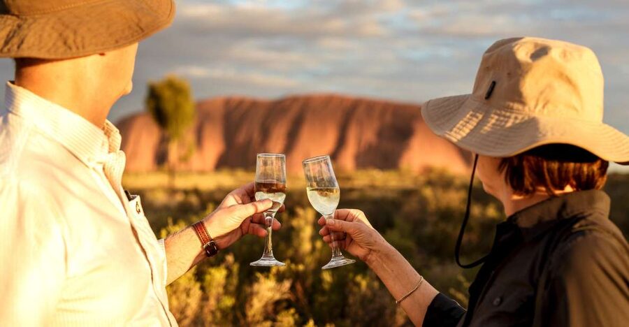From Ayers Rock Resort: Uluru Sunset Barbecue Dinner - Uluru at sunset, with dinner close at hand