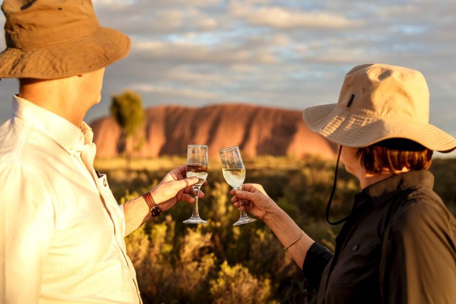 From Ayers Rock Resort: Uluru Sunset Barbecue Dinner - The viewing area and Uluru’s changing colours