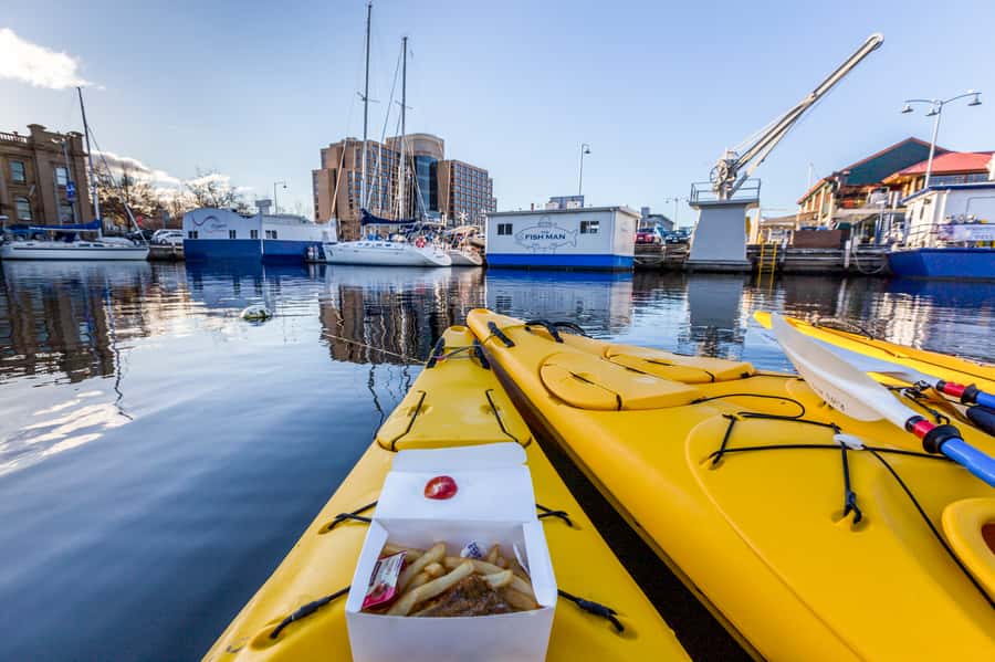 Hobart City 2.5-Hour Kayak Tour - Slipping beneath the fishing wharves