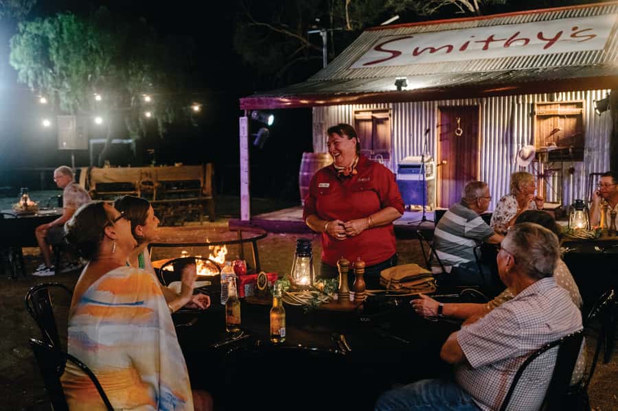 Longreach: Drover's Sunset Cruise & Outback Dinner & Show - Dinner under the stars at Smithy’s