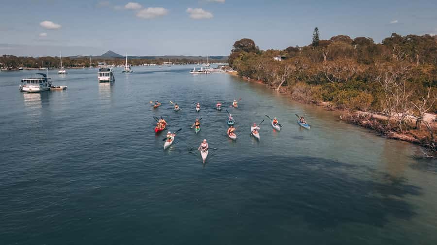 Noosa River: Mangroves and Mansions Guided Kayak Tour - Following the river toward the mangroves