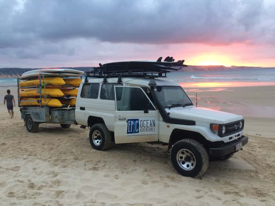 Rainbow Beach: 4WD Beach Drive Adventure and Surf Lesson - Reaching Double Island Point by 4WD