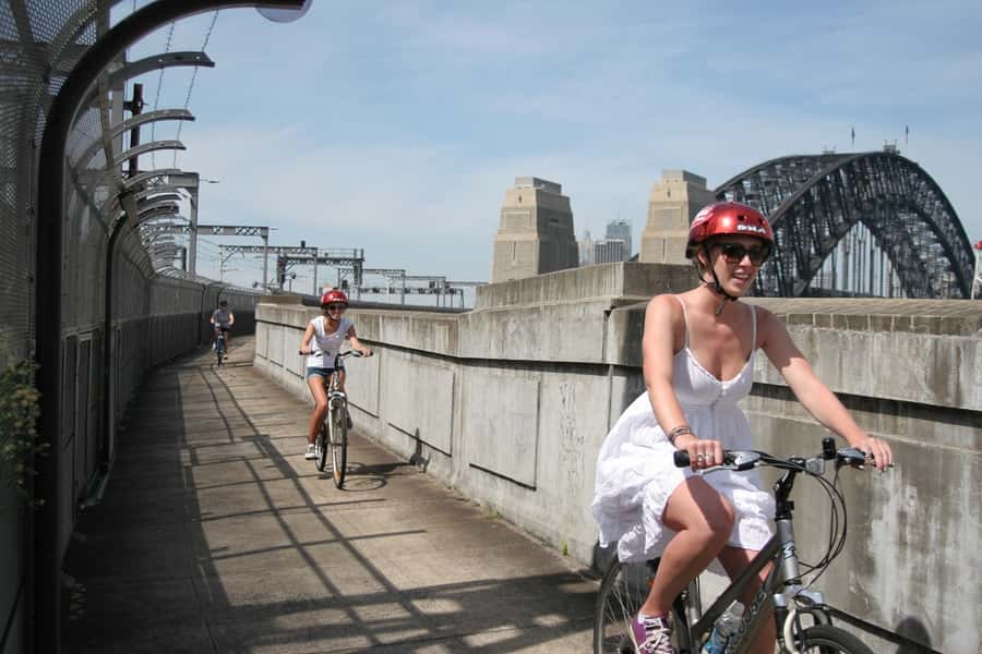 Scenic Sydney Harbour Bridge Bicycle Ride - The Rocks start and the first ride across the bridge