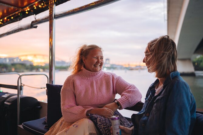 Sunset City Lights Cruise: 5.30pm or 6pm <em>seasonal (90min) – Key points to know before booking’ /></p>
<ul>
<li><strong>The cruise runs at different times by season:</strong> 5:30pm from April through September, and 6pm from October through March.</li>
<li><strong>The Cultural Centre Public Pontoon can be easy to miss:</strong> allow time to find the boarding point on the Cultural Centre Boardwalk in South Brisbane.</li>
<li><strong>A complimentary cheese platter is included:</strong> expect cheese, meats, crackers, fruit, and dip, with drinks available to buy.</li>
<li><strong>There is no regular guided commentary:</strong> choose a daytime cruise if learning about Brisbane’s landmarks is your main reason for going.</li>
<li><strong>The best seats are outside:</strong> arrive 15 minutes early if you want an upper-deck or stern seat with a table.</li>
<li><strong>The cruise suits couples, families, and visitors wanting a calm evening:</strong> loud music or noisy fellow passengers can affect the mood.</li>
</ul>
<h2>What this Brisbane evening cruise is really like</h2>
<p><img width="669" height="446" decoding="async" src=