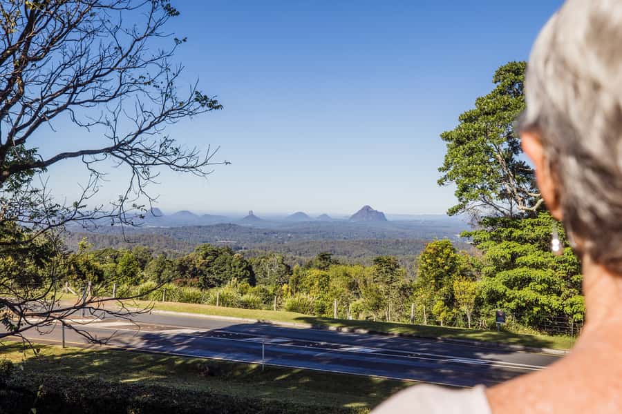 Sunshine Coast & Noosa Hinterland Scenic Culinary Experience - Glass House Mountains from Mary Cairncross