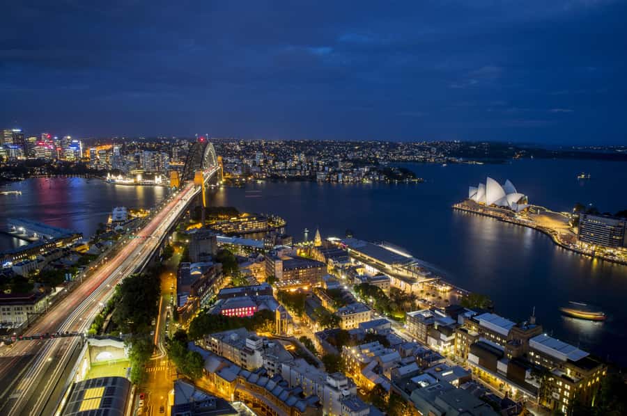 Sydney: Big Bus Panoramic Night Tour by Open-Top Bus - Opera House and Circular Quay from the road