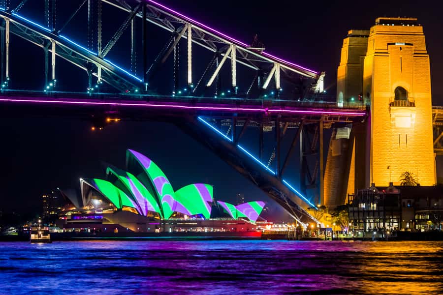 Sydney: Bring Your Own Drinks Vivid Harbour Cruise - A small catamaran instead of a crowded party boat