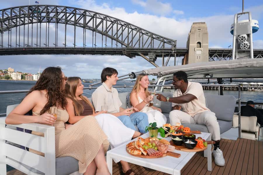 Sydney: Golden Glow Sunset Harbour Cruise with 1 Drink - HEAVEN, the Multi-Level Catamaran