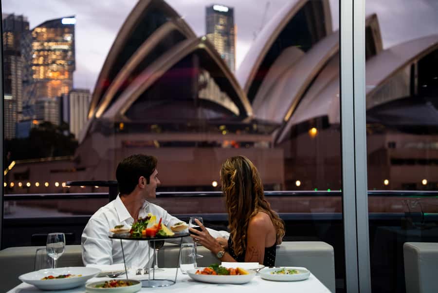 Sydney Harbour: Glass Boat Signature Dinner Cruise - The four-course menu, from prawns to Opera cake