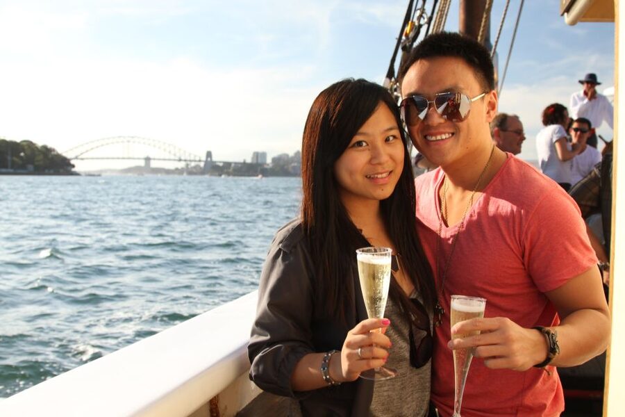 Sydney: Tall Ship Harbour Twilight Dinner Cruise - Helping with the sails, steering, and mast climb